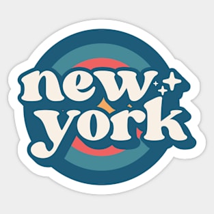 Vintage New York Sunset Seal // Retro City Emblem for New York Sticker